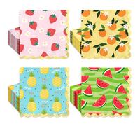 FYSUIMU 40Pcs Fruit Foil Scalloped Napkins Strawberry Pineapple Watermelon Orange Paper Luncheon Napkin Disposable Dinner Dessert Napkin for Summer Baby Shower Birthday Party Supplies