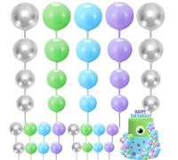 FYSUIMU 41 Pcs Cartoon Monster Mini Balls Cake Toppers Green Purple Silver Blue Foam Ball DIY Cake Picks Insert Decoration for Happy Birthday Baby Shower Party Supplies