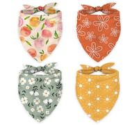 FYSUIMU 4Pcs Boho Pet Bandanas Floral Peach Sunshine Dog Scarf Washable Adjustable Triangle Pet Bibs Puppy Neckerchief for Cat Dog Birthday Costume Accessories