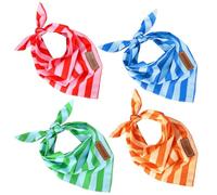 FYSUIMU 4Pcs Stripe Dog Bandana Summer Colorful Striped Triangle Pet Scarf Blue Green Orange Yellow Adjustable Pet Neckerchief for Small Medium Large Dog Cat Costume Accessories