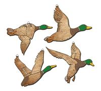 FYSUIMU 4Pcs Wooden Flying Duck Wall Decor Mallard Duck Wood Ornament Farmhouse Rustic Wall Art Sign Carved for Home Living Room Bedroom Playroom Nursery Classroom