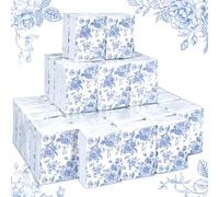 FYSUIMU 50 Bulk Blue Floral Tissue Packs Vintage Flower Mini Travel Size Facial Tissues Chinoiserie Flower Portable Pocket Tissue for Wedding Party Supplies