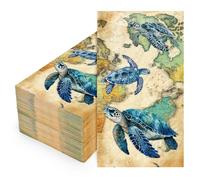 FYSUIMU 50 Pcs Sea Turtle Guest Napkins Vintage Ocean Animal Disposable Napkins Summer Dinner Hand Paper Napkin for Bathroom Birthday Holiday Party Table Supplies