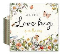 FYSUIMU 50Pcs A Little Love Bug Is on The Way Cocktail Napkins Insect Wildflower Disposable Paper Napkins Beverage Napkin for Spring Garden Baby Shower Gender Reveal Party Table Decor