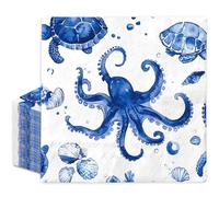FYSUIMU 50Pcs Blue Ocean Animal Paper Napkins Under the Sea Turtle Octopus Disposable Luncheon Napkin Summer Dessert Dinner Hand Napkin for Birthday Bay Shower