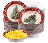 FYSUIMU 50Pcs Christmas Paper Bowls 16 Oz Red Green Plaid Xmas Tree Party Bowl Disposable Bowl for Winter Holiday Birthday Party Supplies