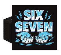 FYSUIMU 50Pcs Funny 6 7 Cocktail Napkins Six Seven Disposable Paper Napkin Blue Black 67 Meme Beverage Napkins for Birthday Baby Shower Party Supplies
