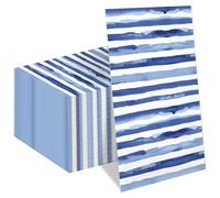 FYSUIMU 50Pcs Watercolor Stripe Guest Napkins Disposable Paper Napkin Navy Blue and White Dinner Hand Towel Napkin for Home Kitchen Bathroom Powder Room Wedding Baby Shower Birthday