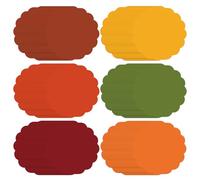FYSUIMU 60 Pcs Fall Scalloped Paper Placemats 13.5 Inch Brown Orange Green Disposable Place Mats Round Table Mats for Autumn Thanksgiving Home Wedding Party Dinner Table Setting