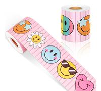 FYSUIMU 65.6 Ft Smile Face Bulletin Board Borders Back to School Pink Stripes Die Cut Trim Border Roll for Classroom Office Chalkboard Blackboard Whiteboard Wall Window Decor