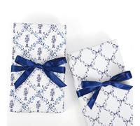 FYSUIMU 8 Sheets Blue White Chinoiserie Wrapping Paper - Not Roll - Christmas Nutcracker Bow Gift Wrap Paper Folded Flat for DIY Crafts Xmas Holiday Birthday Party, 19.7 x 27.6 Inch