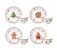 FYSUIMU 8Pcs Christmas Melamine Dinnerware 10 In Dinner Plate & 6 In Bowl | Gingerbread Man House Xmas Tree, Reusable, for Winter Home Party Tableware Supplies, Serves 4 Guests