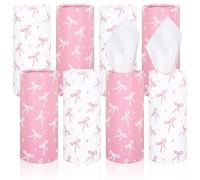 FYSUIMU 8Pcs Pink Bow Car Tissue Holder with Facial Tissues Aesthetic Bowknot Tissue Cylinder Pink White Round Tissues Tubes for Car Tissue Travel Box