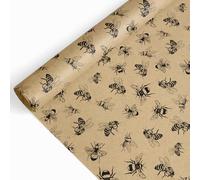 FYSUIMU Bee Kraft Wrapping Paper -Mini Roll- 17 Inch x 32.8Ft Honey Bee Gift Wrap Paper Bulk Spring Summer Art Paper for Birthday Wedding DIY Crafts