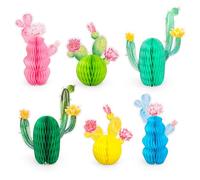 FYSUIMU Cactus Honeycomb Centerpieces Colored Succulent Plant Flower Honeycomb Decor 3D Summer Watercolor Table Decoration for Party Home Tabletop Supplies, 6 Pcs