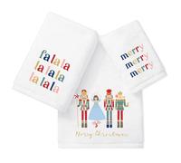 FYSUIMU Christmas Bathroom Towels Set of 3 Nutcracker Ballet Embroidered Cotton Bath Towel Hand Towel Wash Cloth for Holiday Hand Drying Shower Supplies