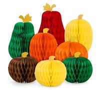 FYSUIMU Fall Pumpkin Honeycomb Centerpieces Autumn Colored Pumpkin Honeycomb Decor 3D Assorted Thanksgiving Table Decoration for Party Home Tabletop Supplies, 8 Pcs