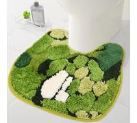 FYSUIMU Green Moss Bathroom Rug U Shaped Toilet Rug Soft Bath Mat Non Slip Washable Floor Mat for Home Hotel Bathroom Restroom Decor