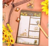 FYSUIMU Highland Cow To Do List Notebook A5 Dated Spiral Daily Planner Notepad Rustic Cow Sunflower Big Note Pad for Work Office Home Birthday Supplies, 8.7 x 6 Inch