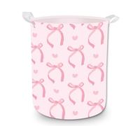 FYSUIMU Laundry Basket Coquette Pink Bow Laundry Hamper Foldable Fabric Storage Bin with Handles Clothes Storage Bucket for Bathroom Girl Bedroom Dorm Toy Organizer