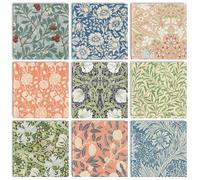FYSUIMU Set of 9 William Morris Floral Cloth Napkins Vintage Flower Leaves Dinner Napkins 18 x 18 Inch Reusable Botanical Kitchen Tabletop Collection for Home Party Table Supplies