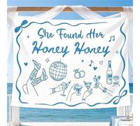 FYSUIMU She Found Her Honey Honey Backdrop Blue Disco Photography Background Banner Dancing Queen Photo Prop for Wedding Bachelorette Bridal Shower Party Decor, 7 x 5 Ft