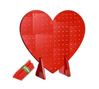 FYSUIMU Valentine's Day Wood Pegboard Display Stand with 25 Pcs Dowel Rods Red Heart Shaped Keychain Earring Bracelet Organizer Holder for Jewelry Wedding Decor Crafts, 15.4 x 15.7 Inch