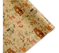 FYSUIMU Woodland Animal Kraft Wrapping Paper - Mini Roll - 43.2 cm x 100 cm Forest Animal Eucalyptus Leaves Wrapping Paper for Holiday, Birthday, Baby Shower, Party