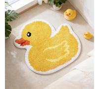 FYSUIMU Yellow Duck Bath Rug Cute Rubber Duck Shaped Tuft Bath Mat Non Slip Washable Decorative Floor Mat for Birthday Baby Shower Home Bathroom Decor