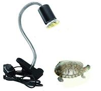 FYSW E27 Pet Lizard Tortoise Reptile Lamp Holder Basking Light,Heat Spotlight Holder With Clamp Lamp Fixture & 360 ° Rotating neck,75W Lamp For Reptiles, Lizards, Turtle Snakes Aquarium (Black)