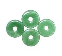 Fythesk Large Hole 7mm Crystal Donut Coin Circle Rings, Healing Chakra Polished Flat Round Disc Pendant Charms Beads for Jewelry Making Crafts 4Pcs, Green Aventurine