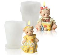 FYting DIY Candle Kit, 2 Pieces Silicone Candle Moulds, 3D Decoration, Aromatherapy, Chalk Making, for Christmas, Birthday, Mother's Day, Valentine's Day (Cute Bear)