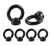FYting Pack of 6 Ring Nuts M6, Eye Bolt M6, Ring Eyelets, Eyelet Nut Stainless Steel Eye Nuts, Eye Bolts for Lifting Accessories, Hanging Flower Pots, Swing Shelves, Decoration (Black)
