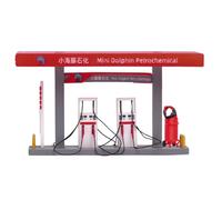 FytStycale 1/64 Scale Petrol Station Scenery Set, Miniature Model Kit to Assemble Yourself for A Miniature Railway Network, Red