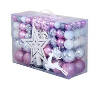 FytStycale 102 Pieces Christmas Decorations Hanging Baubles Ornament Decorative Balls PVC And Easy to Hang Suitable for, Pink White Silver