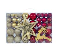 FytStycale 102 Pieces Christmas Decorations Hanging Baubles Ornament Decorative Balls PVC And Easy to Hang Suitable for, Gold Red
