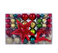 FytStycale 102 Pieces Christmas Decorations Hanging Baubles Ornament Decorative Balls PVC And Easy to Hang Suitable for, Gold Red Dark Green