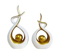 FytStycale 2 Pieces Abstract Art Sculpture Statue Decorative Figure Table Decoration Made of Resin Stylish Design for Living Room Bedroom Hallway Decoration, Gold