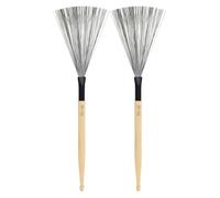 FytStycale 2 Pieces Drum Brush High-Carbon Steel Drumstick Non-Retractable Percussion Accessory for Playing , Wood Color
