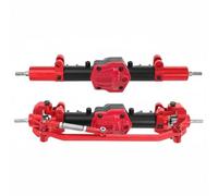 FytStycale 2 Pieces Front and Rear Elevated Axles Upgrade Part Metal Axle Set High Clearance RC Crawler Axle Assembly for Rough Terrain, Red-black