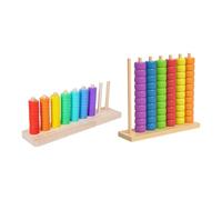 FytStycale 2 Sets Wooden Stacking Beads Educational Toy Counting Block Sensory Game Crafted From Wood Suitable for Gift Giving Home Decoration Kindergarten, Style B