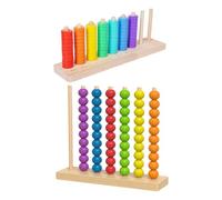 FytStycale 2 Sets Wooden Stacking Beads Educational Toy Counting Block Sensory Game Crafted From Wood Suitable for Gift Giving Home Decoration Kindergarten, Style A