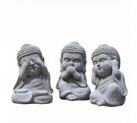 FytStycale 3 Pieces Chinese-Style Buddha Statues Hand Gestures Gray Buddha Figurines Small Size House Decoration for Tea Room