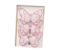 FytStycale 3x Christmas Butterfly Decorations with Clip Arts Glitter Butterflies Butterfly Ornament for Fireplace Birthday Year, light pink