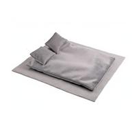 FytStycale 4 Pieces 1:12 Scale Bedding Set Handmade Miniature Quilt and Pillow Set for Collectors, Hobbyists, Diorama, Velvet Grey