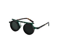 FytStycale Adjustable ND Lens Sunglasses Protection Polarized Variable Tint Sunglasses Blue Light Blocking Light Round Steampunk Glasses for Driving, Fishing, Green