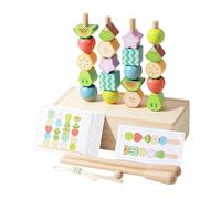 FytStycale Beads Sequencing Toy Wooden Lacing Beads Sensory Stacking Blocks Early Learning Game Fine Motor Skills Hand Eye Coordination Suitable for Preschool Ed, Style B