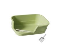 FytStycale Cat Litter Tray with Open Top And, Cat with Sandbox And Guard, Cat Toilet Tray with Low Entry Height A, green