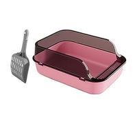 FytStycale Cat with Sand Tray And High Rim, Semi-enclosed Litter Container for Small And Indoor Cats, Pink