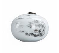 FytStycale Ceramic Pet Remains Urn Water-Resistant-Resistant Cat Dog Memorial Pot Gold-Painted DetailsCremation Jar, Immortal Dwelling Jar, Medium For Pets Around 20 Catties